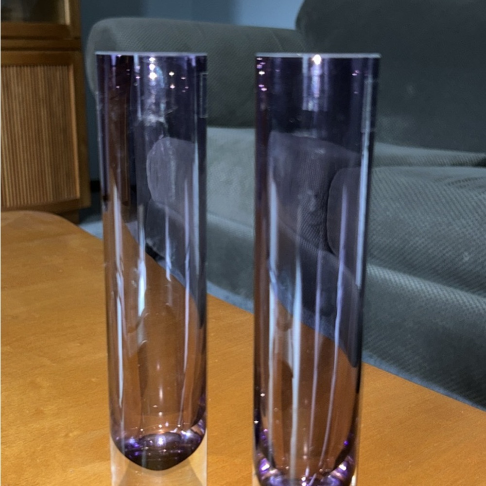 LSA International purple glass vases (set of 2)